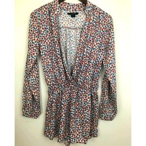 Romper Women’s S Faux Wrap Ditzy Floral Long Sleeve Shorts Toxik3 Cottagecore
